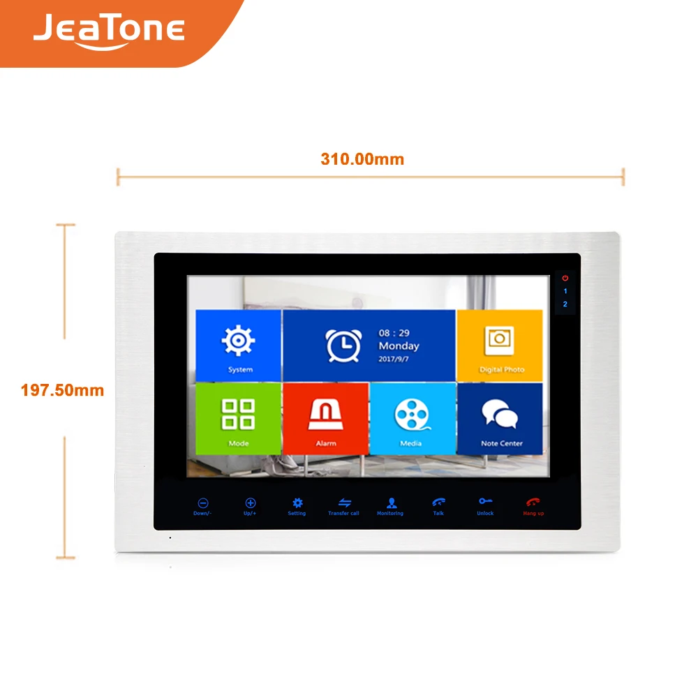 Видеодомофон Jeatone 1080P AHD 10 дюймов водостойкий с поддержкой голосовых сообщений