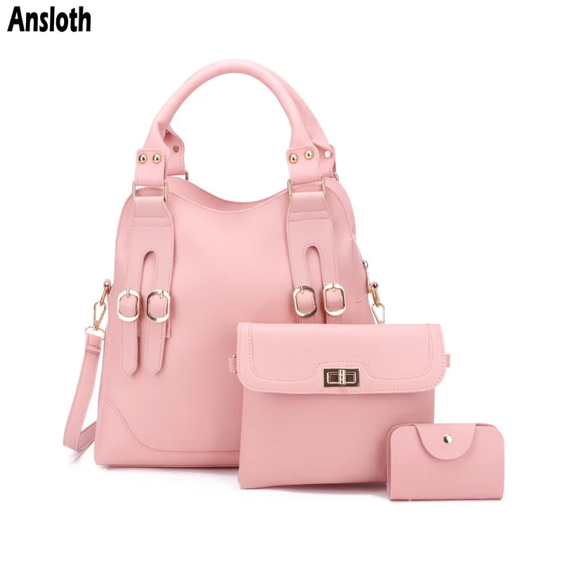 Ansloth модная женская сумка 3 комплекта качественная из искусственной кожи Женская