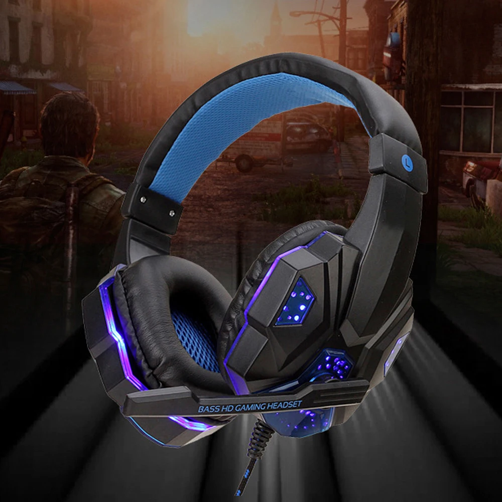 Наушник Проводные игровые Headphhone геймер стерео гарнитуры с С микрофоном светодиодные лампы для планшетного
