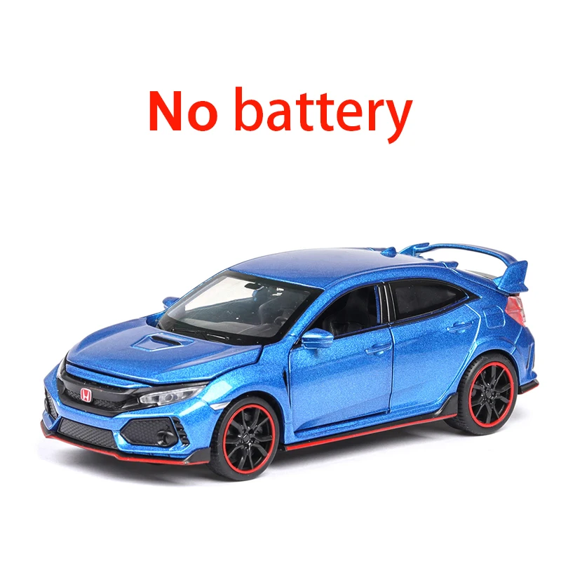 Blue-box-No Battery 1:32 Civic TYPE-R Diecasts машинки, игрушечный автомобиль, модель автомобиля со звуком, светильник, коллекция, игрушки для мальчиков, подарки для детей - Цвет: Blue-box-No Battery