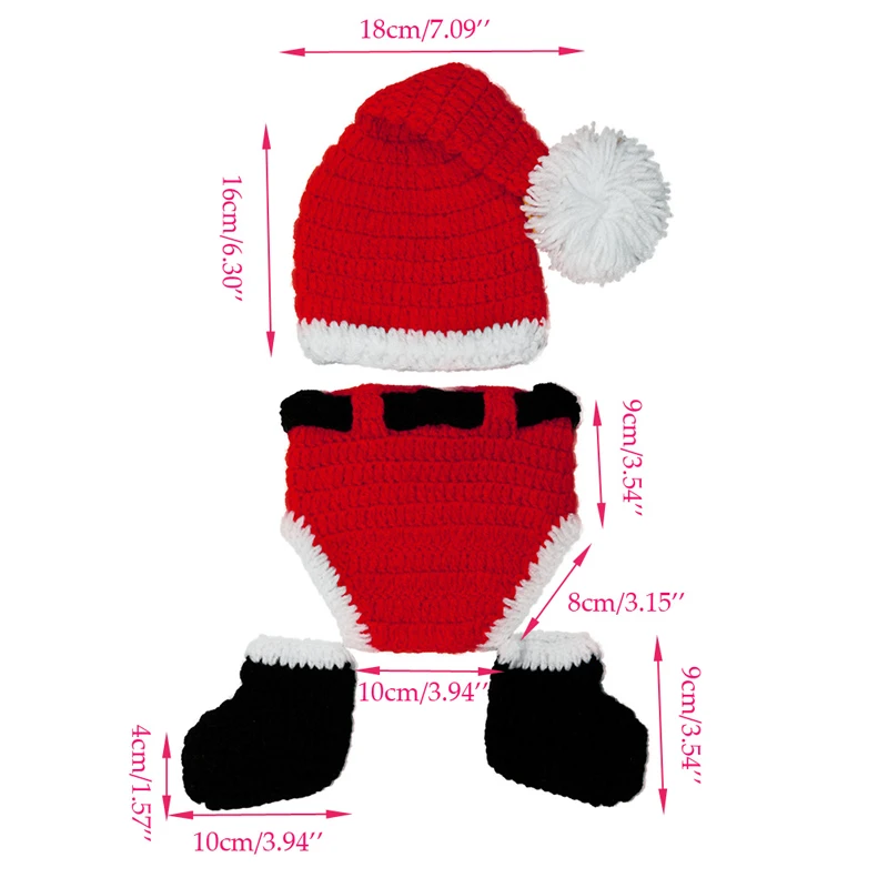 

Newborn Baby Cute Crochet Knit Christmas Hat Photography Prop Santa Claus Infant Boys Girls Costume Outfits Dropshipping