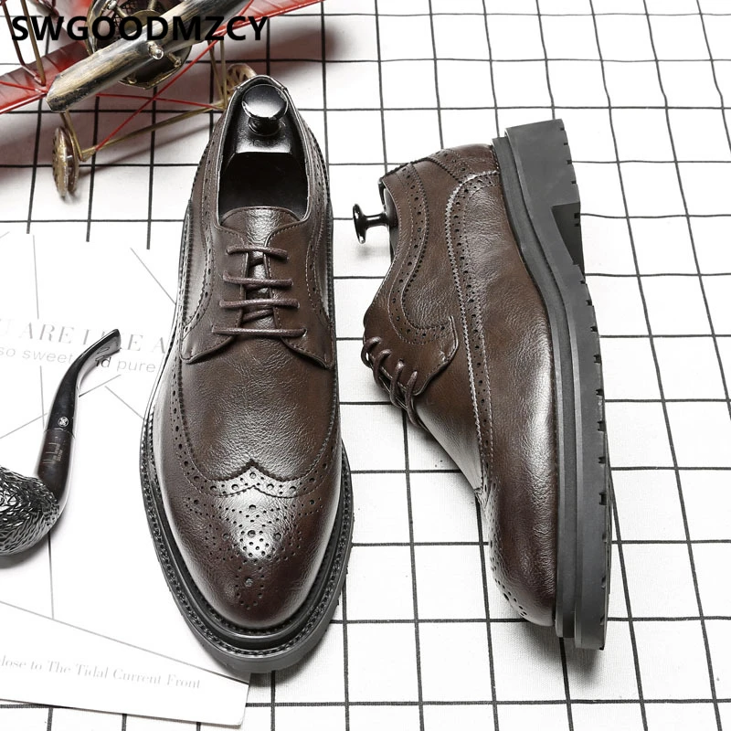 Туфли-Броги мужские деловые брендовые итальянские туфли элегантные для офиса