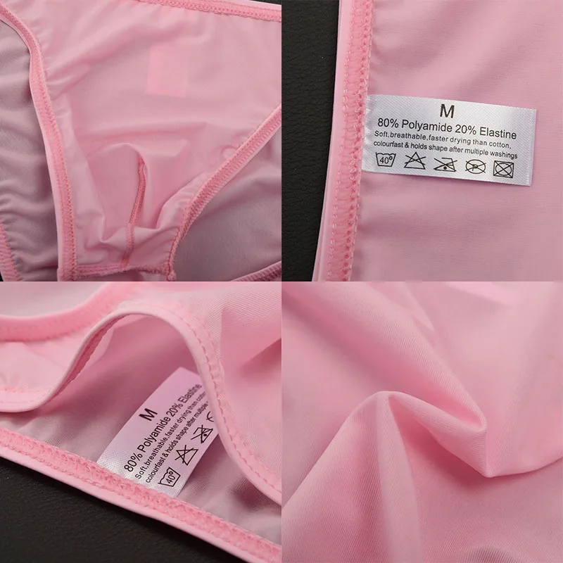 Hot Men's Sexy Breathable Underwear Ice Silk Men Briefs Seamless Panties Men Bikini Solid Low Waist Men Soft Lingerie Underpants