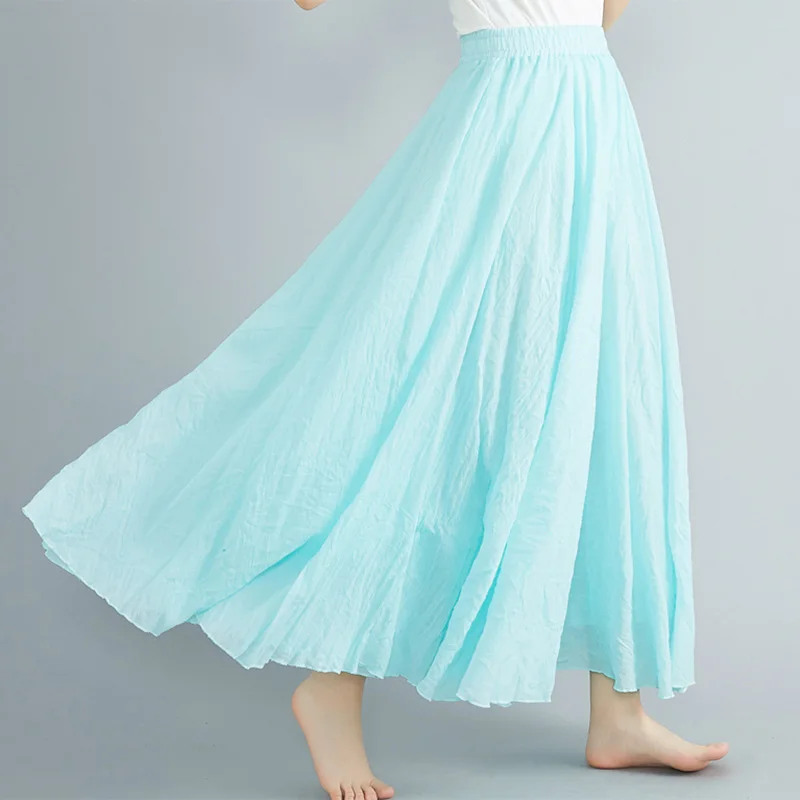 

Vintage chiffon maxi women skirts 2020 summer high waist pleate ankle-length lady female skirts top quality