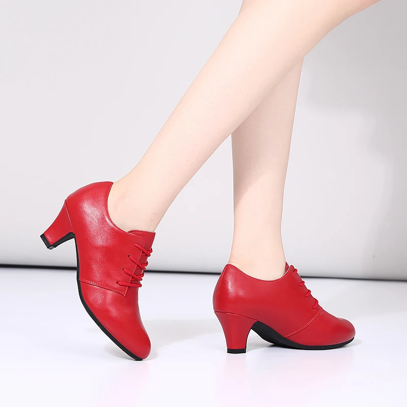 New Professional Modern Dance Shoes Ballroom Tango Latin Salsa Rubber Soft Sole for Women/Ladies /Girls 5CM Heels Leather Shiny