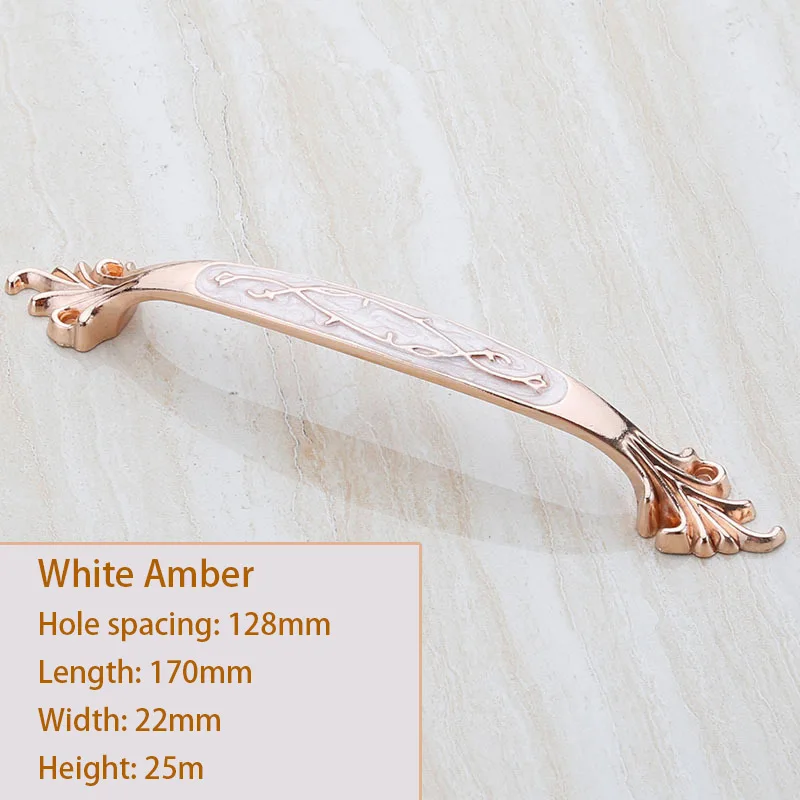 White Amber 128mm Мебельная дверная рукоятки и ручки шкафа ящика, кухонное оборудование аксессуары винтажный Шкаф Тянет, утолщенная Базовая белая ручка - Цвет: White Amber 128mm
