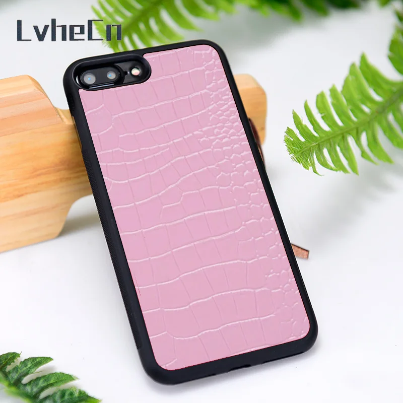 LvheCn силиконовый резиновый чехол для телефона iPhone 6 6S 7 8 Plus X XS XR 11 12 Mini Pro Max сиреневый крокодиловый|Бамперы| |