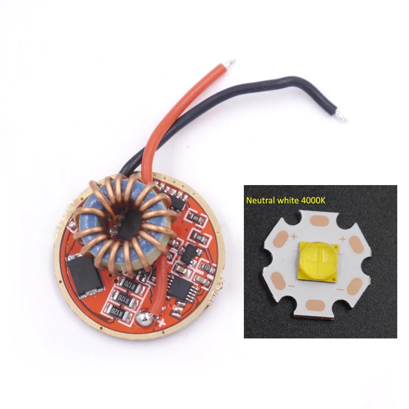 driver with 4000K Cree XLamp XHP70 XHP70.2 6 в светодиодный драйвер 26 мм 1 Режим 5 Режим вход DC6V-15V выход 6 в 5000ма для XHP70 светодиодный фонарик DIY - Цвет: driver with 4000K