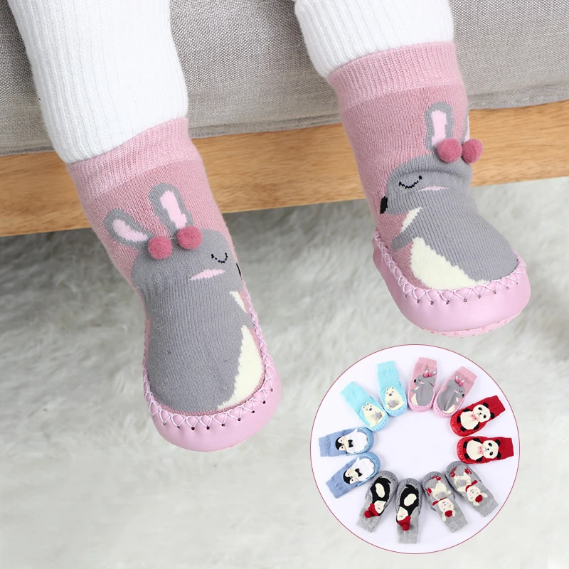 

Toddler Indoor Sock Shoes Newborn Baby Socks Winter Thick Terry Cotton Baby Girl Sock with Rubber Soles Infant Animal Funny Sock