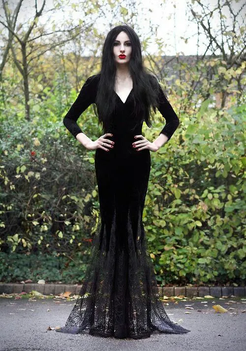 Костюм для косплея Morticia adдамс на хэллоуин сексуальный готический женский костюм