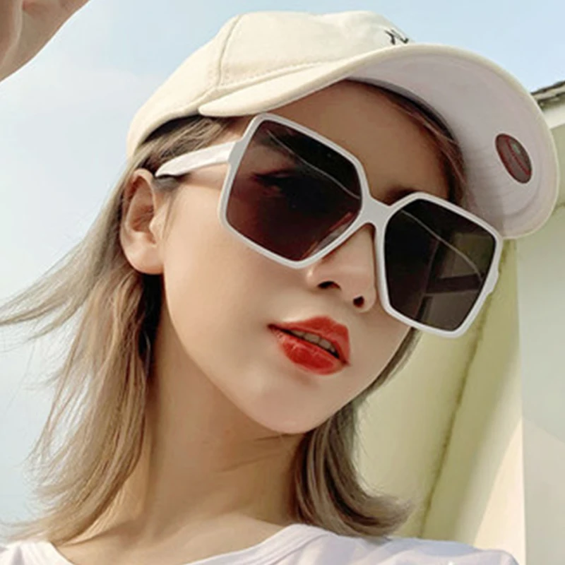 

2020 Fashion Oversize Gradient Sun Glasses Women Pink Flat-topped Sunglasses Women/Men Brand Designer Retro Goggle UV400 De Sol
