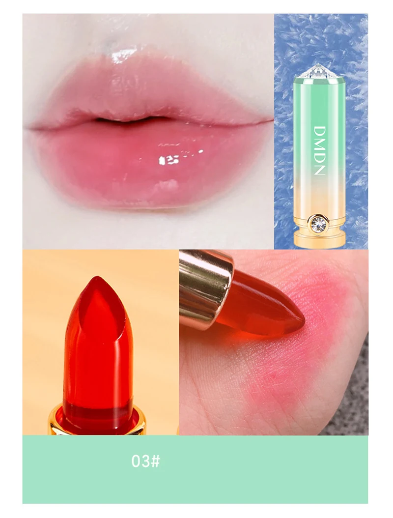 1Pc Crystal Jelly Lipstick Temperature Changing Color Moisturizer Lip Balm Long-Lasting Nourishment Non-stick Cup Lipgloss TSLM1 - купить по