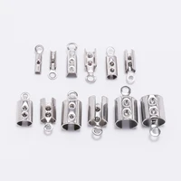 50pcs 1 5mm stainless steel leather cord crimp beads ends caps fastener connectors for bracelet necklace jewelry making findings