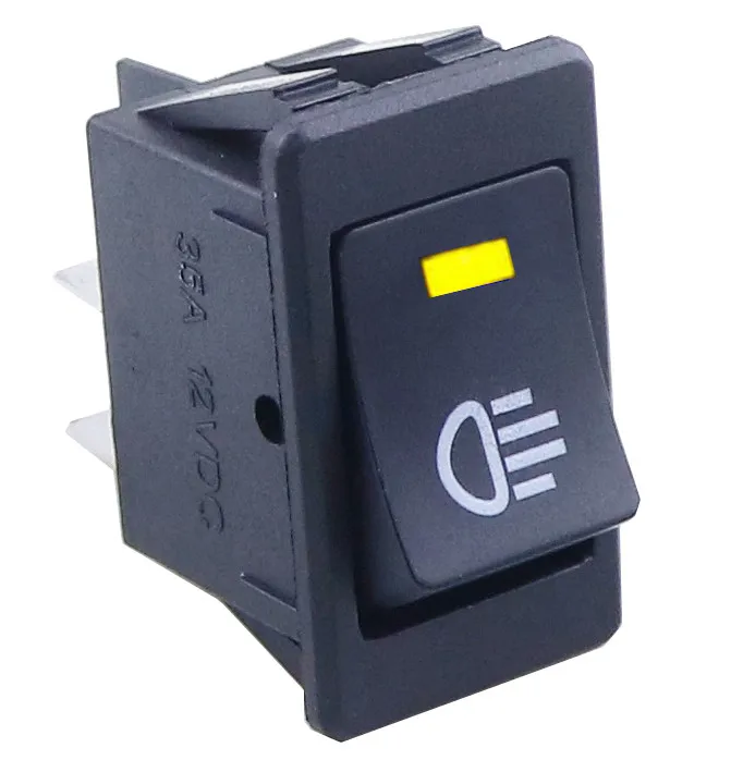 Универсальный автомобильный Автомобильная Противо-Туманная светильник кулисный переключатель B35 DC 12V 35A 4-контактный светодиодный приборной панели светодиодный Цвет красный зеленый янтарь сине-белые - Цвет: Цвет: желтый