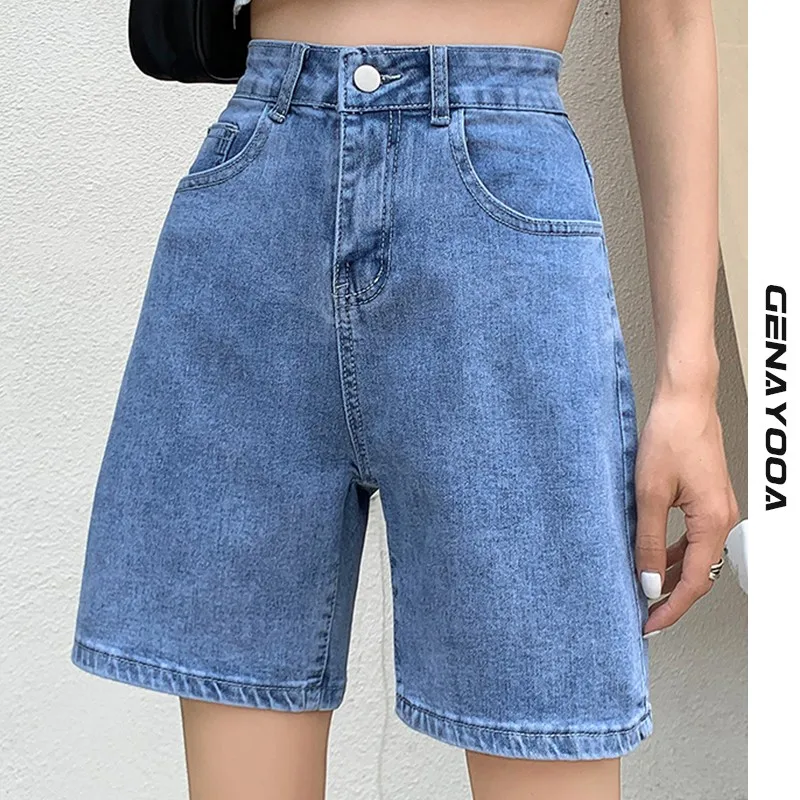 

Genayooa Vintage Jeans Shorts Women Casual Loose Jean Shorts Women Summer Korean Style High Waisted Biker Shorts Female 2021