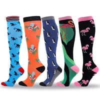 new autumn winter compression socks animal pattern knee high nylon medical stockings telieve leg fatigue reduce varicose