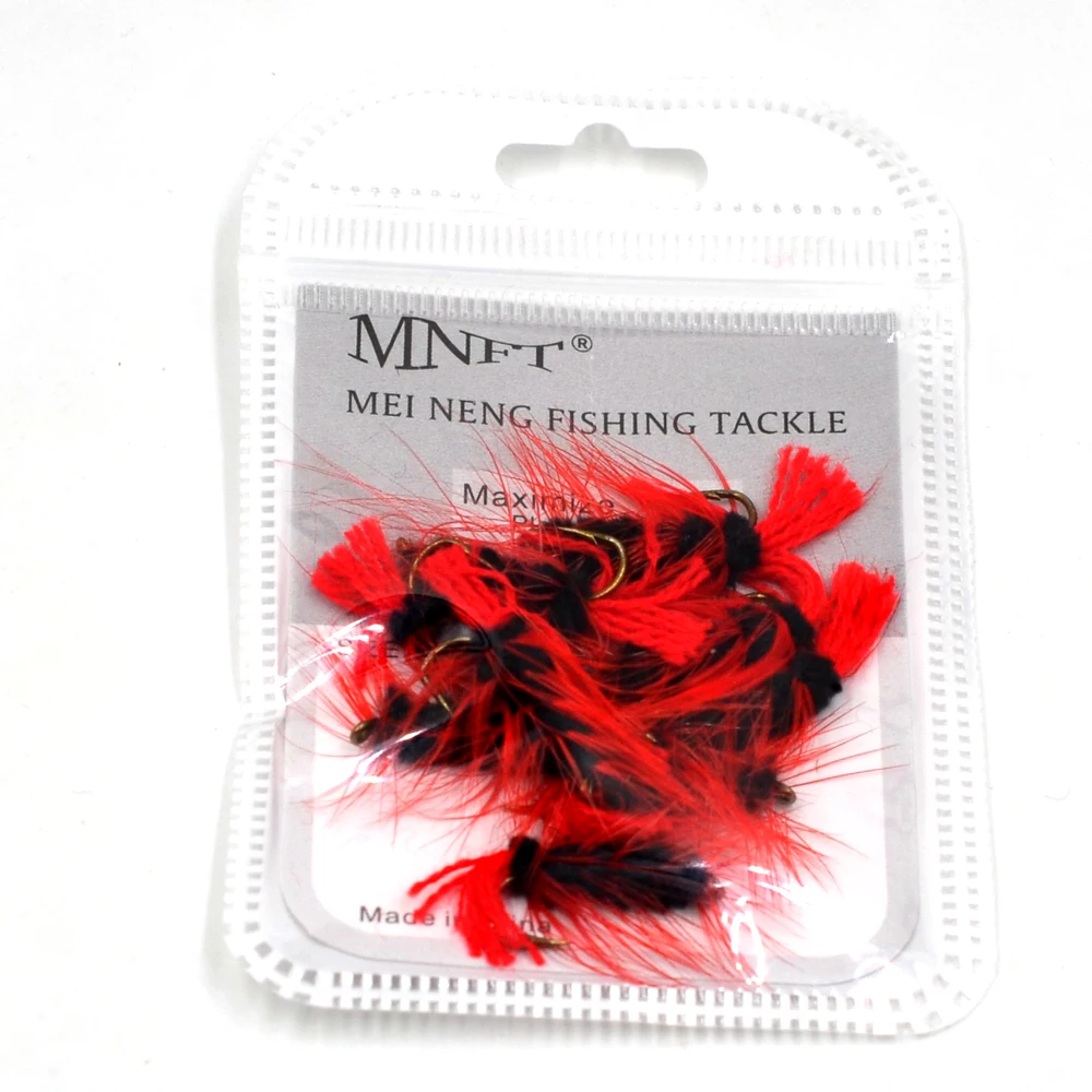 

MNFT 10PCS Imitation Butterfly Fishing Hook Bait Fly Fishing Black Red Bug Woolly Worms Fly Fishing Baits