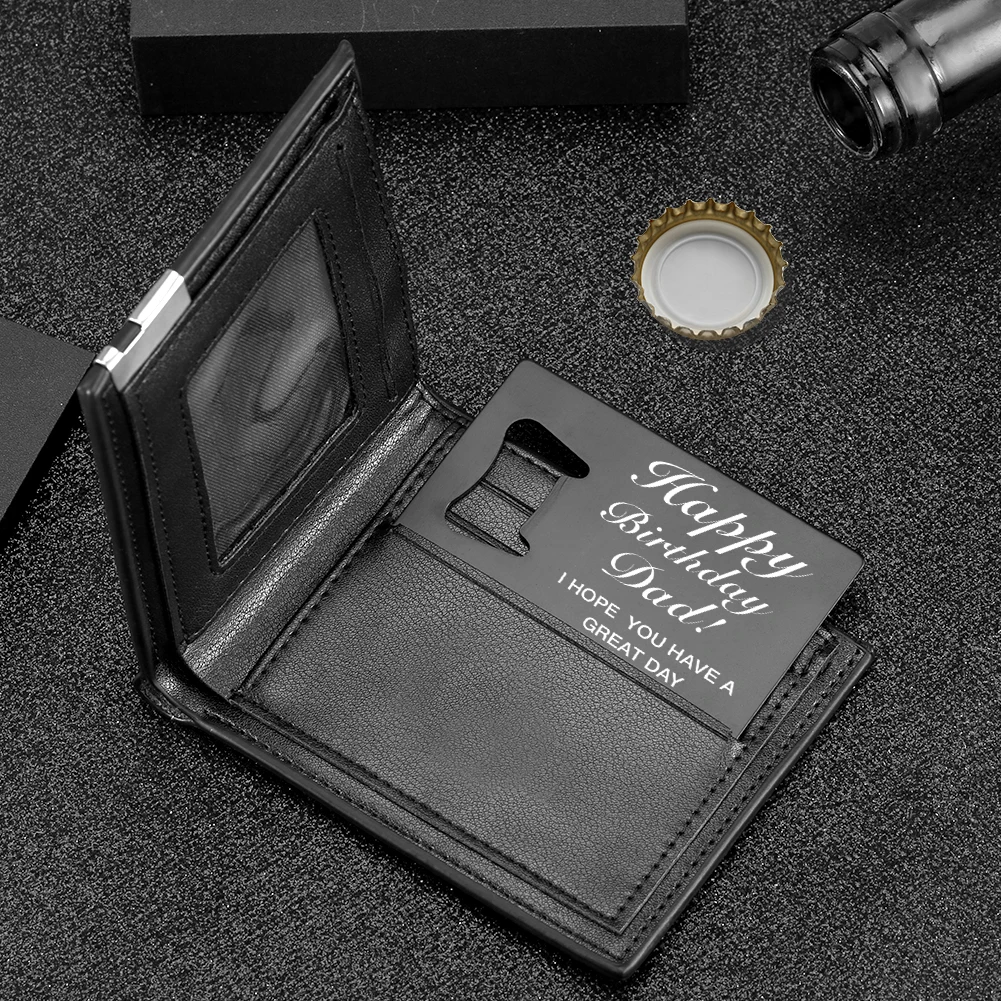 

Individual Practical Birthday Gift For Father Stylish Black Stainless Steel Rectangle Card Glass Beer Portable Kitchen Tools