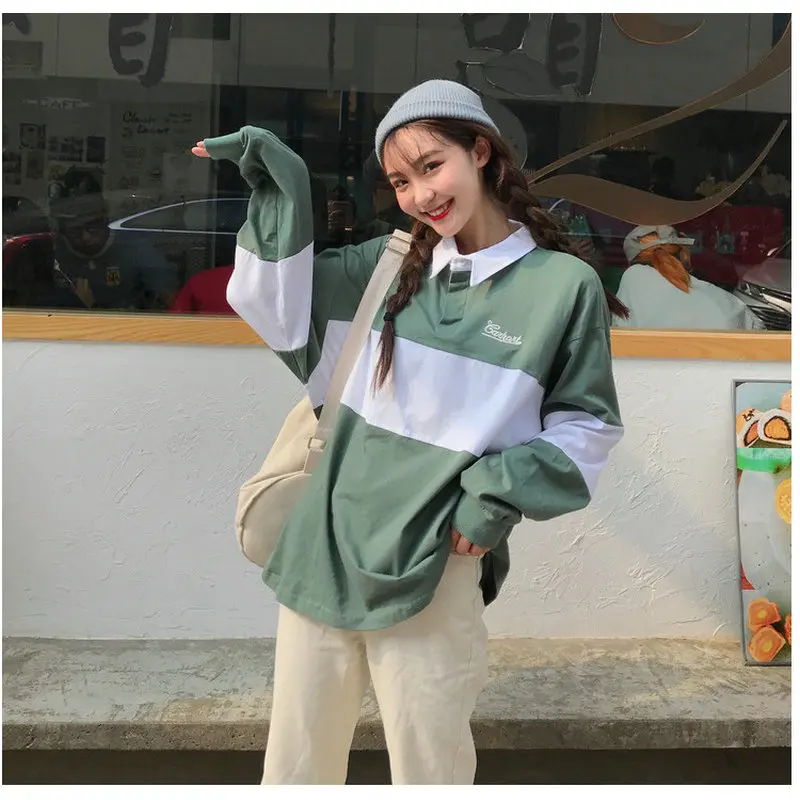 

Women Winter 2020 Fashion Hoodies Leisure Polo Collar Womens Pullover kpop Letters Long Sleeve hoodie Sweatshirts ropa mujer