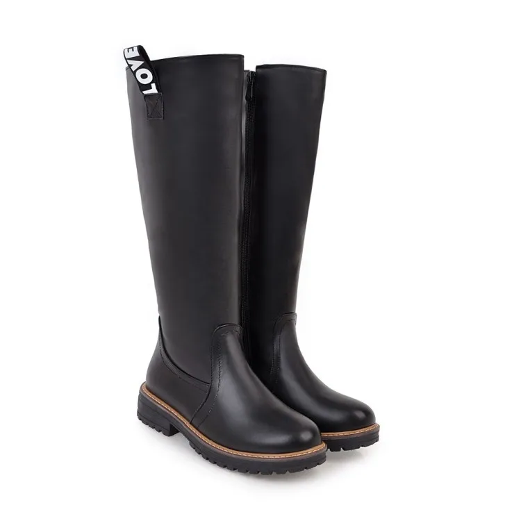 Сапоги женские выше колена на молнии сбоку с круглым носком | Обувь