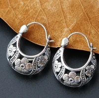 anglang fashion women ancient silver drop dangle huggie hoop earrings anniversary birthday gift daily accessory fine jewelry