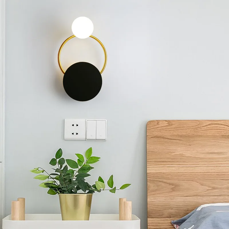 Медная кольцевая светодиодная настенная лампа в стиле лофт декоративное бра для