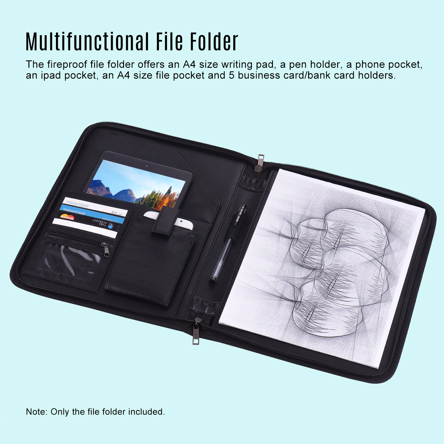 Пожаробезопасный деловой органайзер для файлов папок блокнотов на молнии с