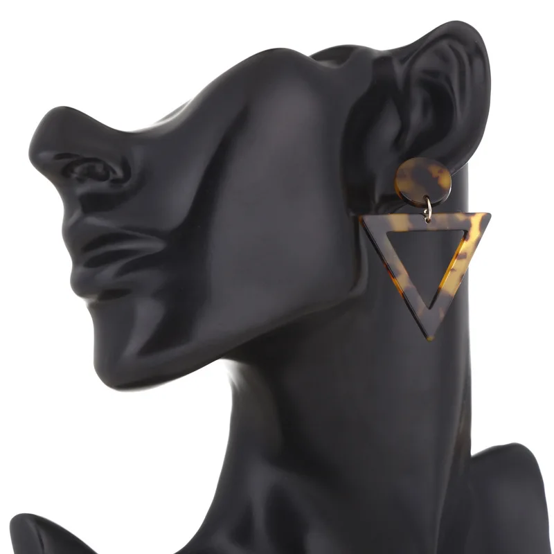 Cpop винтажные геометрические треугольные леопардовые серьги для женщин серые