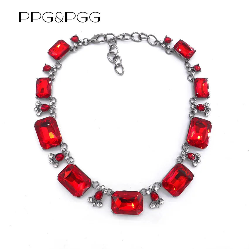 PPG& PGG 4 цвета, новинка, женское роскошное колье из красного стекла, стразы, колье, нагрудник, воротник, модное ювелирное изделие, женское колье, ожерелья