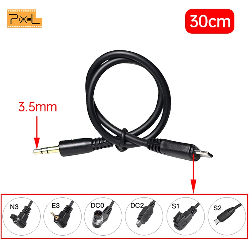 

Pixel 30cm Shutter Release Remote Control Connecting DC0 DC2 N3 E3 S1 S2 Cable For Canon Nikon Sony Camera TW-283 T9