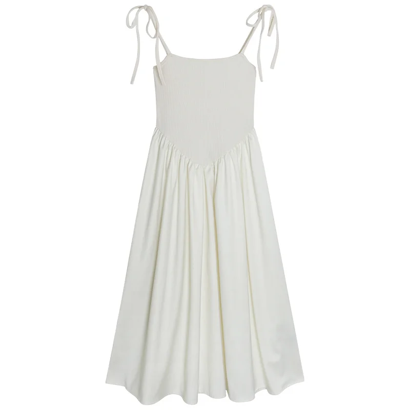 Женское шифоновое платье средней длины трикотажное на французских подтяжках с