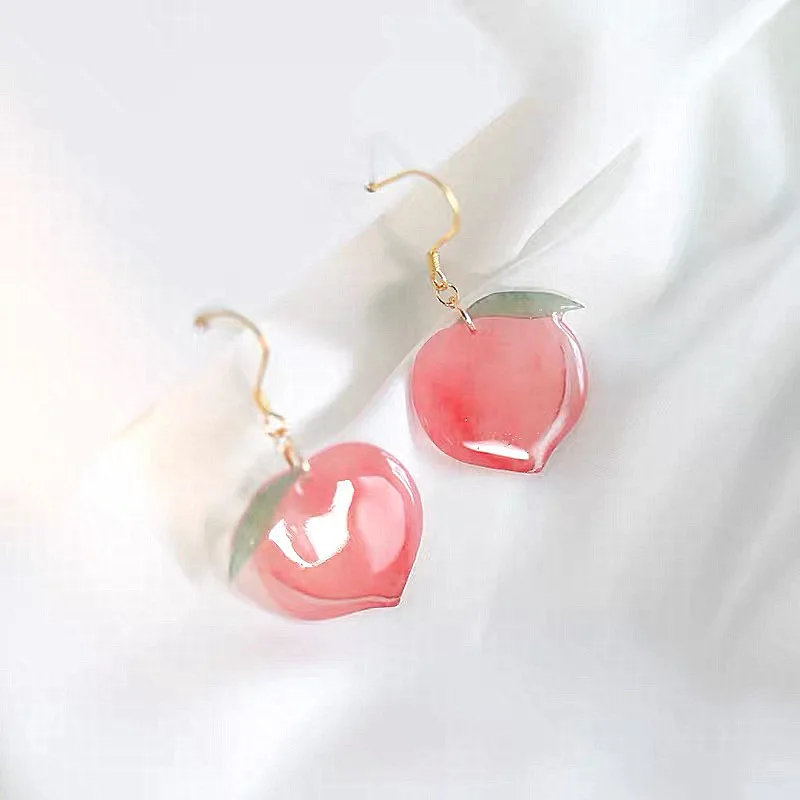 2020 New Arrival Korean Acrylic Trendy Pink Peach Drop Earrings For Women Cute Sweet Jewelry Fashion Oorbellen Gifts