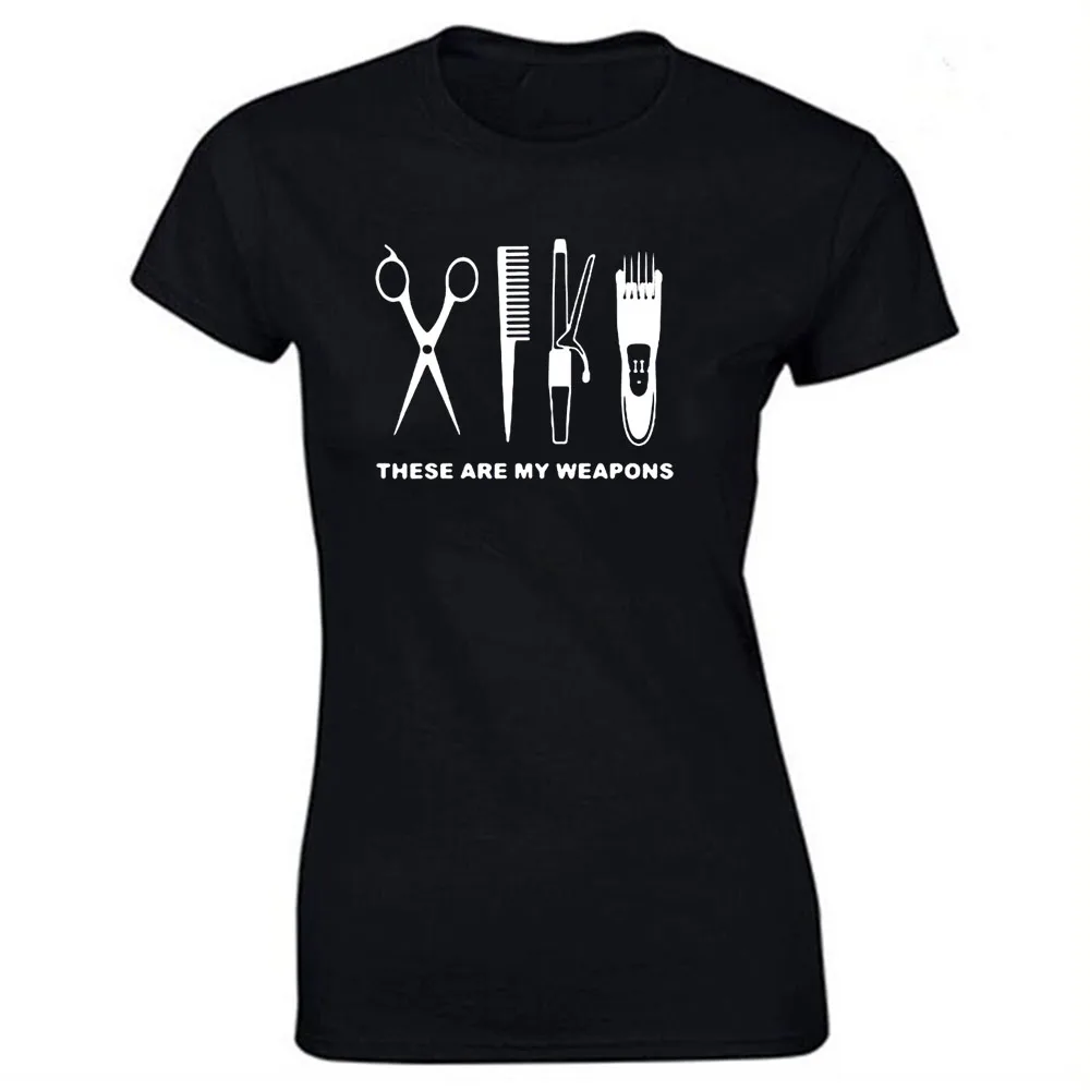 Летняя женская футболка для парикмахеров крутая с принтом парикмахерского