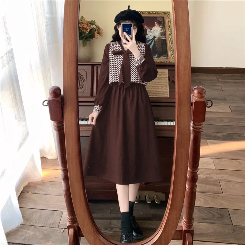 New Large Size Women's Clothing Underwear Long Dress Retro French Autumn and Winter Vest Two-Piece DressRachel | Женская одежда