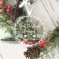 1 pc personalized christmas clear acrylic tags glass round shape custom different name to be mr and mrs ornament ornament