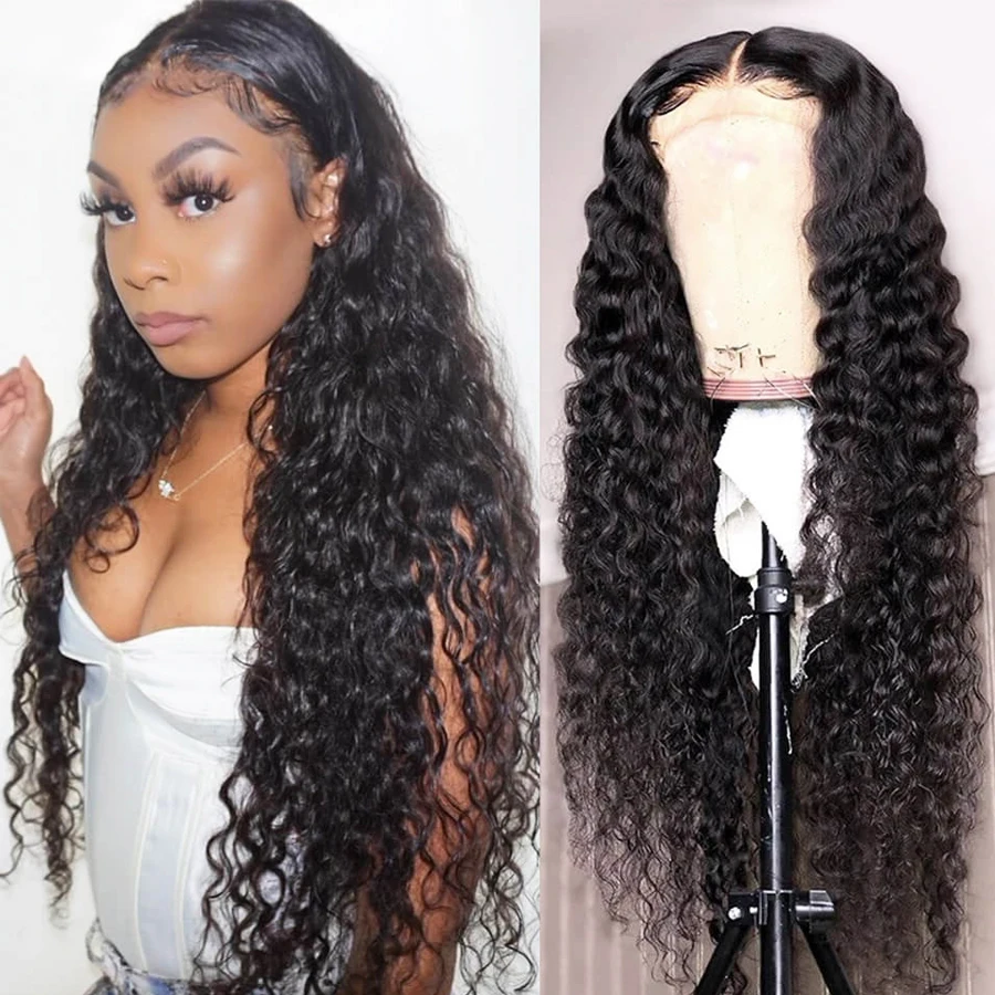 13x4 Lace Front Wig For Black Women Malaysian Curly 360 Lace Frontal Wigs Human Hair Pre Plucked 30 Inch Hd Deep Wave Full Wigs