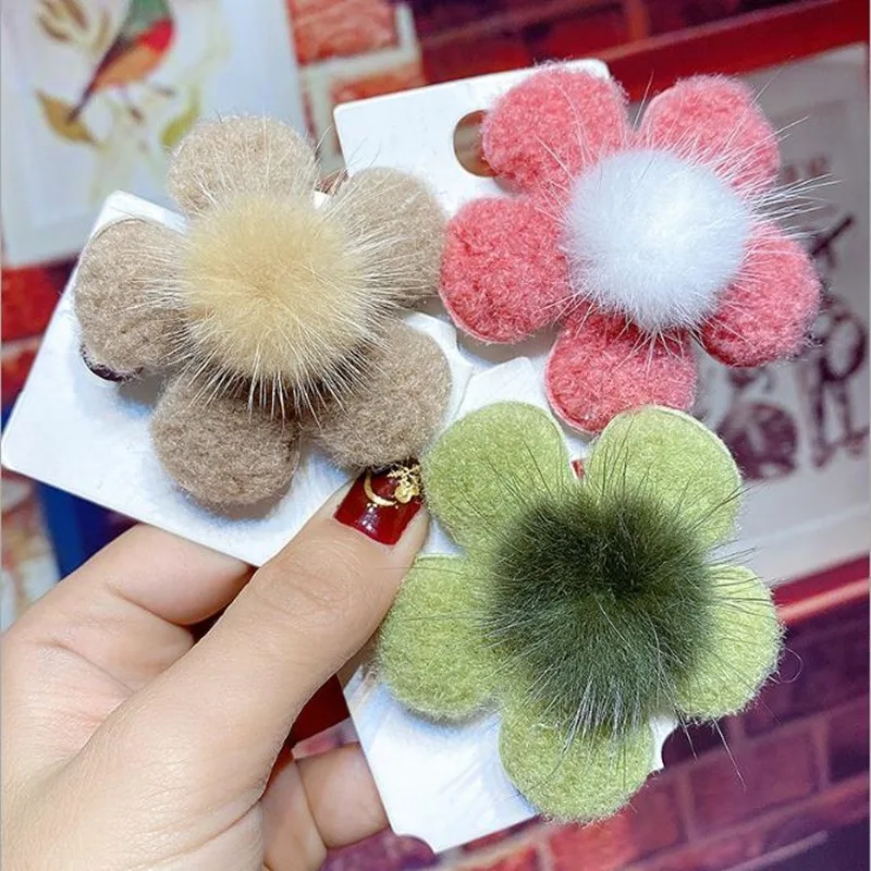 Новые милые Детские Цветочные заколки для волос однотонные аксессуары цветные