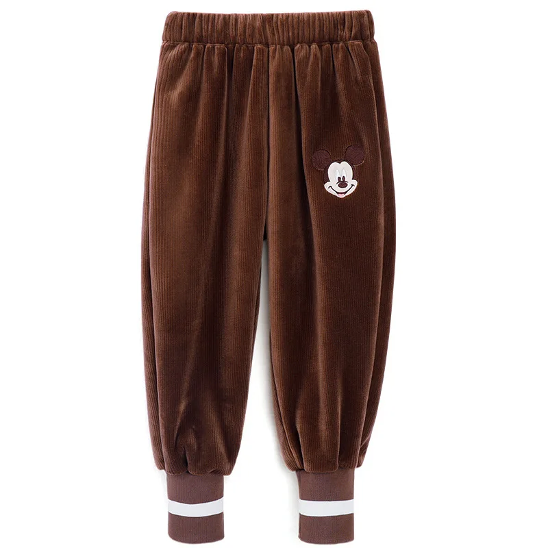 

Original Disney Mickey Mouse Minnie Children's Pants Boys Girls Casual Pants Winter Corduroy Plus Velvet Warm Pants Girls Pants