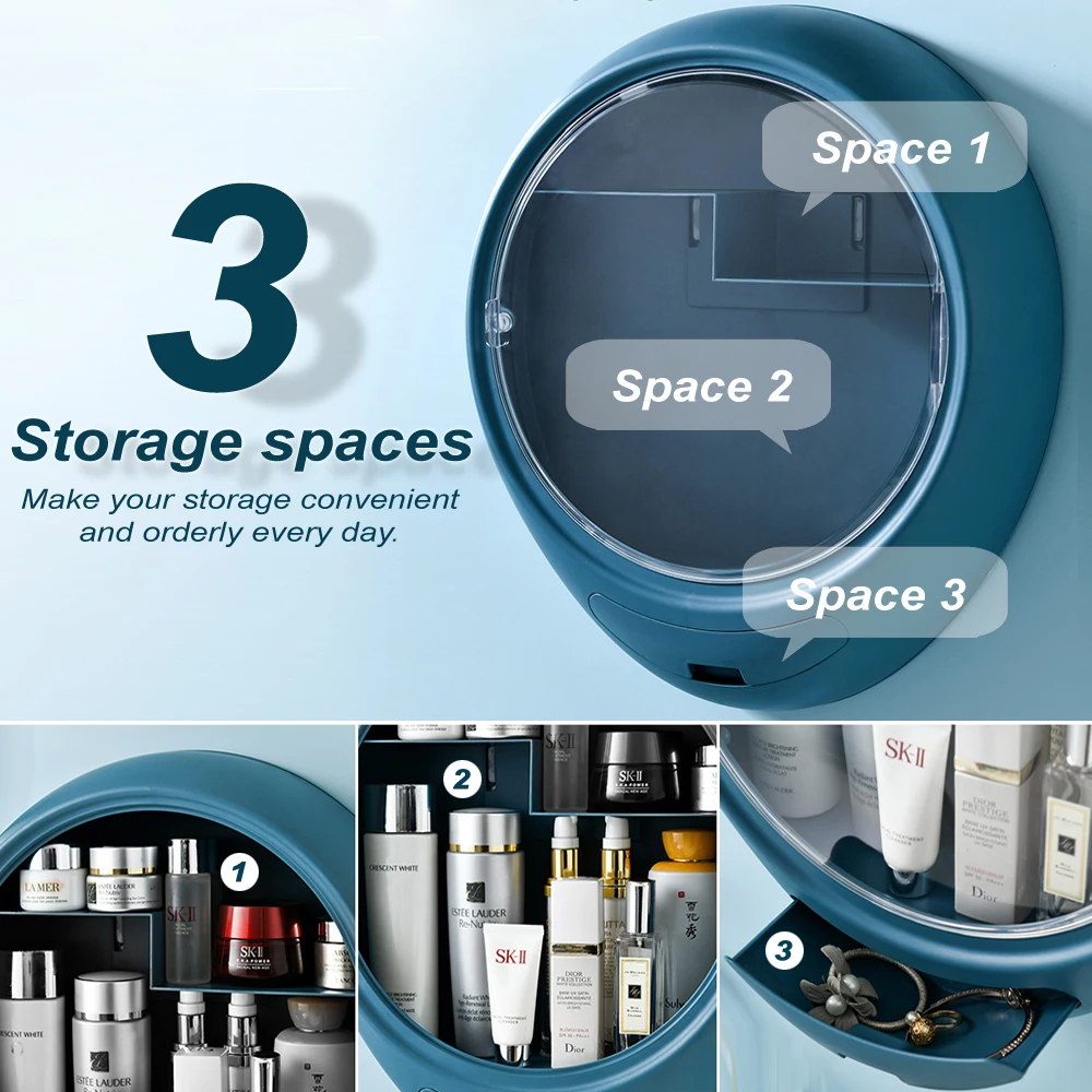 Отверстие без настенный макияж организатор ящик Косметика ювелирные изделия Лак