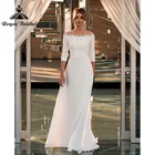 Женское кружевное платье It's yiiya, белое пляжное платье А-силуэта с рукавом три четверти и вырезом лодочкой на лето 2022