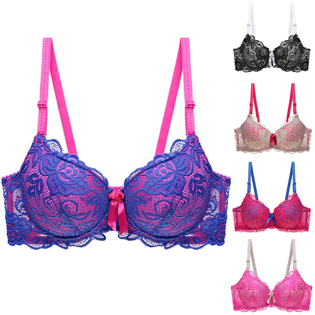 

2019 fashion new hot bra women's explosions lace bra sexy look solid color large size push high underwear bra 40*