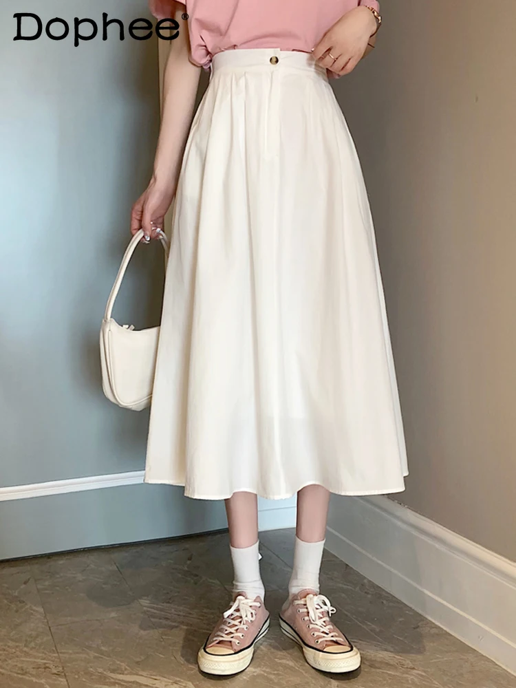 

Модная юбка в Корейском стиле для женщин, трапециевидная облегающая юбка средней длины, Новинка лета 2021, Элегантная универсальная юбка с вы...