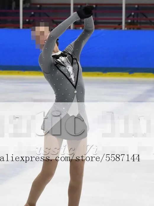 

grey ice skating dress girls competition skating dresses custom ice skating clothes women free shipping