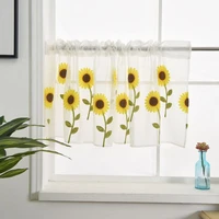 50x100cm150cm rod pocket embroidered kapok flowers semi tier curtain short curtain for kitchen bathroom living room