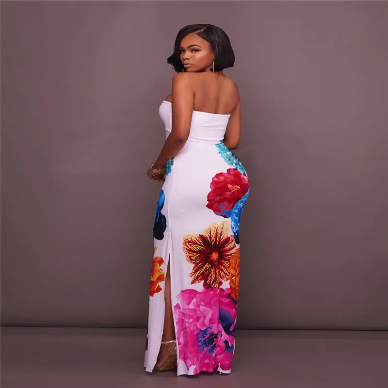 

Off Shoulder Strapless Sexy Women Dress Sleeveless Straight Long Bodycon Dress Backless Casual Summer Party Dress Women