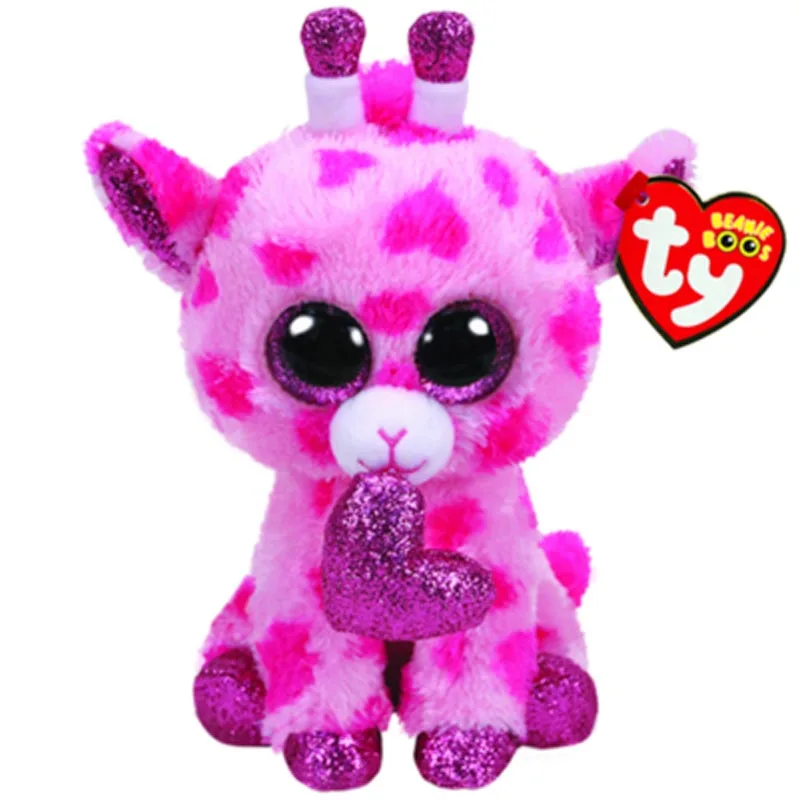 

15CM Ty Beanie Sweetums Purple Body Glitter Big Eyes Cute Kawaii Giraffe Stuffed Plush Doll Deer series Christmas Gifts