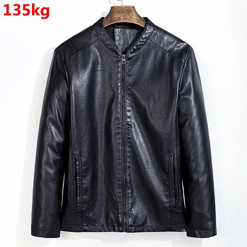 Мужская кожаная куртка с Бейсбольным воротником размеры до 7XL|Куртки из