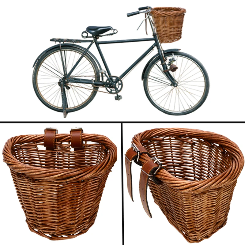 Винтажная велосипедная корзина из ротанга подвесная сумка Органайзер плетеный