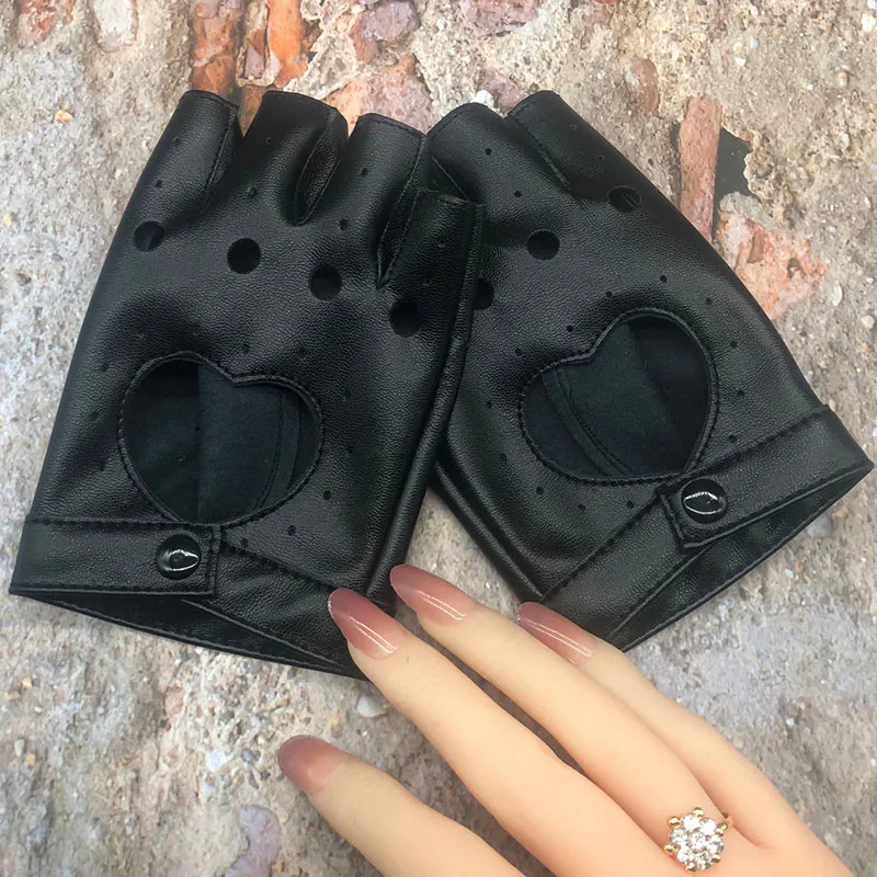 Перчатки из искусственной кожи для мужчин и женщин короткие митенки без пальцев