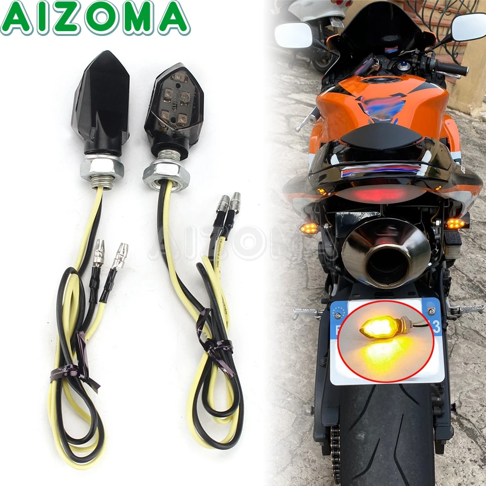 E8 Motorcycle LED Mini Rear Turn Signal Light Amber Flashing Blinker Indicator Lamp For Suzuki Honda Dirt Bike Enduro Supermoto